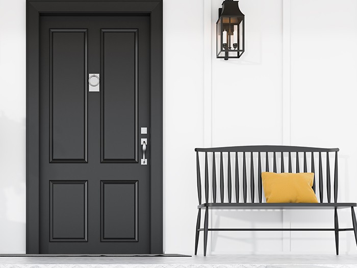 front door and bench